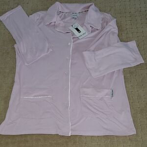 Light Pink Button-Up Sleepwear Long Sleeve Shirt NINE WEST size M